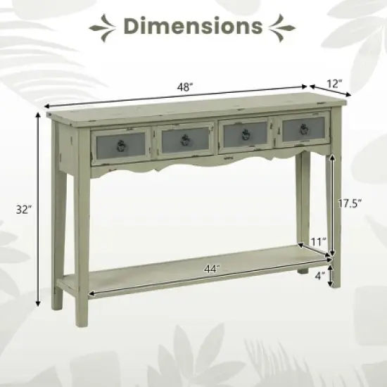 Costway Farmhouse Console Table 48'' Entryway Table with 2 Drawers & Open Storage Shelf image {3}