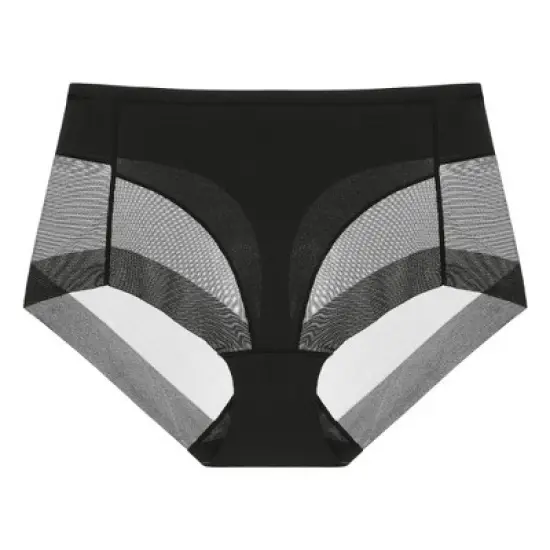 Agnes Orinda Women's Laser Cut Mesh Soft High Rise Brief Solid Stretchy Underwear image {6}