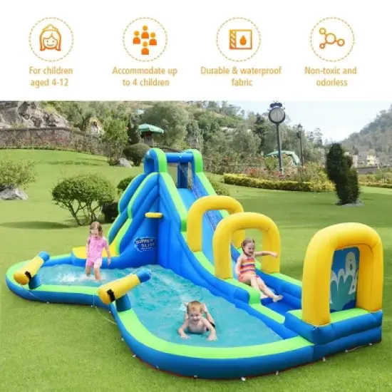 Costway Inflatable Water Slide Kids Bounce House Castle Splash Pool Without Blower image {4}