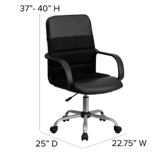 Swivel Task Chair Black Leather/Mesh - Flash Furniture image {4}