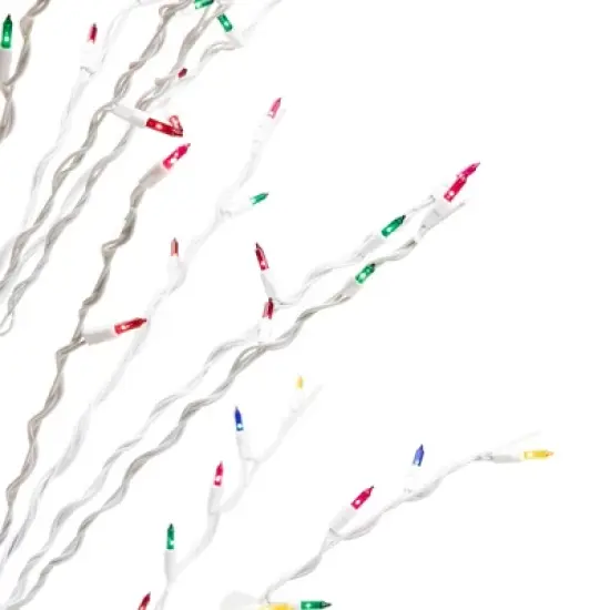 Northlight 4' Prelit Artificial Christmas Tree White Lighted Cascade Twig Outdoor Decoration - Multi-Color Lights image {6}