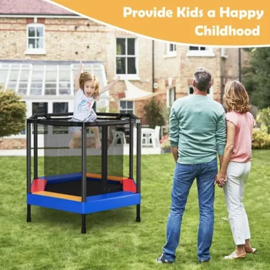 Costway 48'' Hexagonal Kids Trampoline Recreational Bounce Jumper W/Foam Padded Handrails image {3}