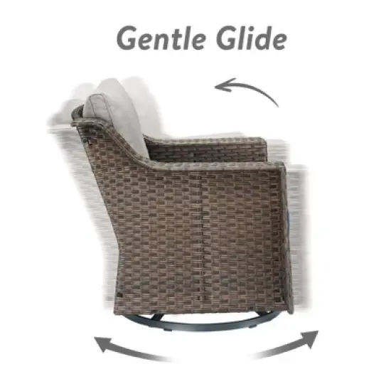 Belord 4 Pieces Rattan Patio Furniture Set, Patio Sofa Set with Patio Swivel Chair and Ottoman, Brown Wicker Furniture Ideas for Porch Deck image {2}