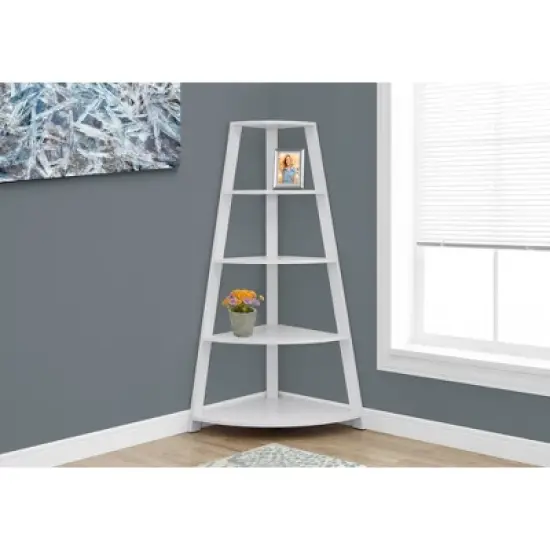60" Bookcase Corner Accent Etagere White - EveryRoom image {1}