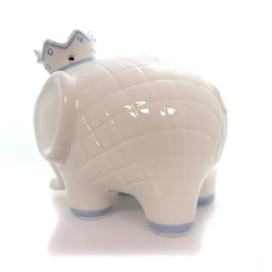 Bank White/Blue Coco Elephant Bank  -  One Bank 7.75 Inches -  Baby Hand Painted  -  3781Bl  -  Ceramic  -  Off-White image {2}