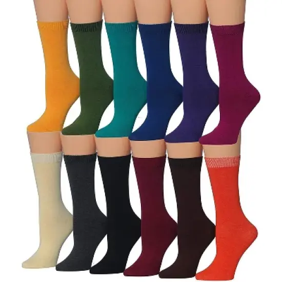 Tipi Toe Women's 12 Pack Winter Solid Colors Patterned Lightweight Crew Socks image {2}