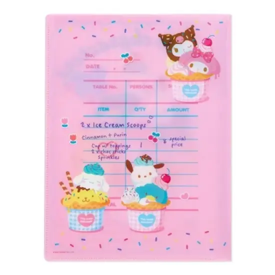 Sanrio Sanrio Character Ice Cream Parlor Clear 2 Pocket File Folder image {1}