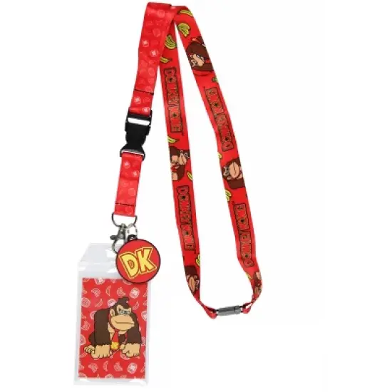 Nintendo Super Mario Donkey Kong Lanyard ID Badge Holder Lanyard w/ Rubber Charm image {4}
