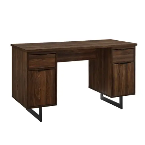 DuPonte Modern Double Sided Pedestal Executive Desk Dark Walnut - Saracina Home image {2}