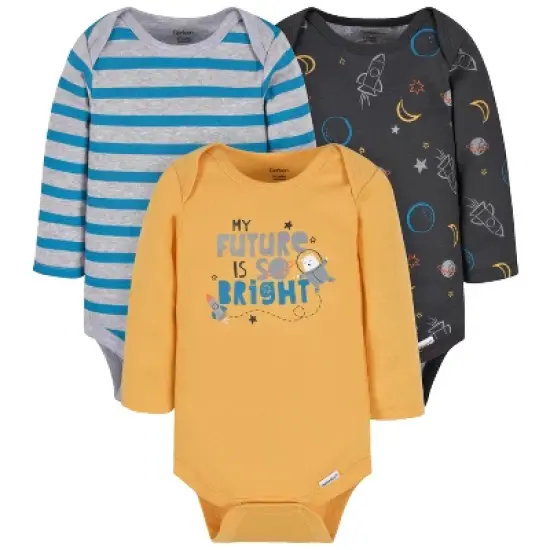 Onesies Brand Baby Boys' Long Sleeve Onesies&reg; Bodysuits, 3-Pack image {10}