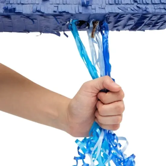 Blue Panda Number 3 Pull String Pinata for Boys 3rd Birthday Party Decorations, Ombre Blue, 16.5 x 11 In image {2}
