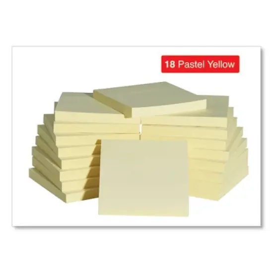 Universal Self-Stick Note Pad Value Pack, 3" x 3", Yellow, 100 Sheets/Pad, 18 Pads/Pack image {4}