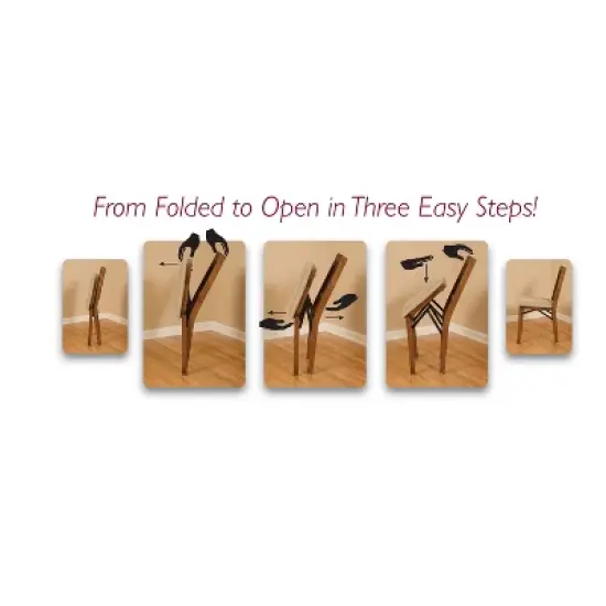 2pc French Cane Folding Chairs Fruitwood - Stakmore image {2}