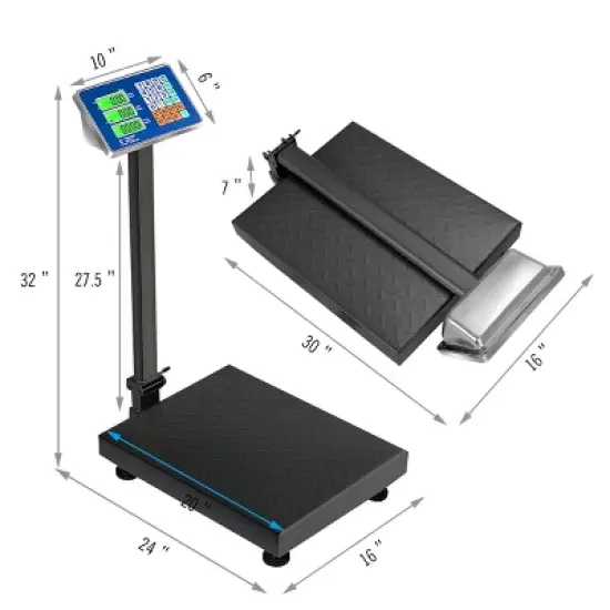 Costway 660lbs Weight Platform Scale Digital Floor Folding Scale Postal Shipping Mailing image {3}
