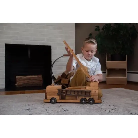 Remley Kids Wooden Toy Firetruck with Ladders image {2}