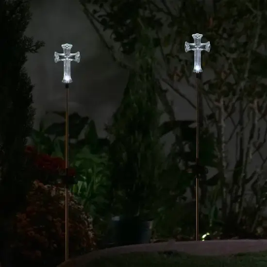 2pk 34" Solar Cross Pathway Lights - Alpine Corporation image {1}