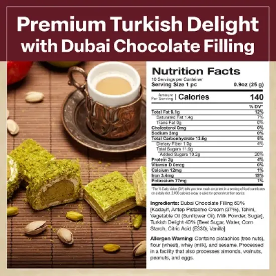 Eastanbul Premium Turkish Delight with Dubai Chocolate Filling, 8.8oz image {7}