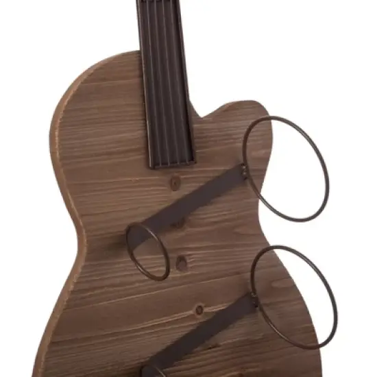 VintiquewiseBlack Metal Guitar Shaped Wine Rack Holder for Living Room, Dining, or Entryway image {6}