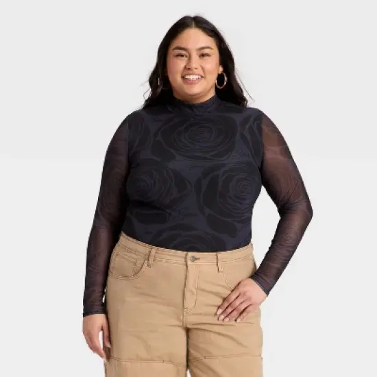 Latino Heritage Month Women's Selena Long Sleeve Bodysuit - Black Floral image {5}