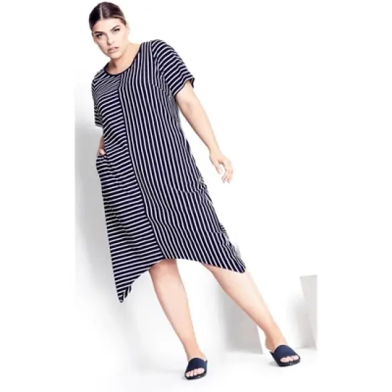 Women's Plus Size  Zena Stripe Dress - navy | REFINITY image {3}