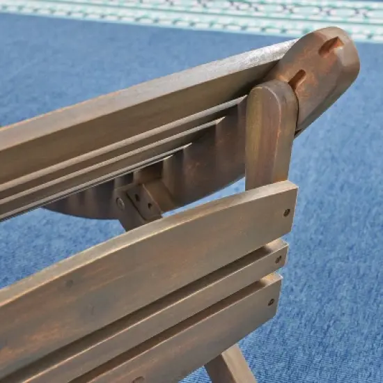 Christopher Knight Home Lahaina Outdoor Acacia Wood Folding Curved Chaise Lounge image {7}