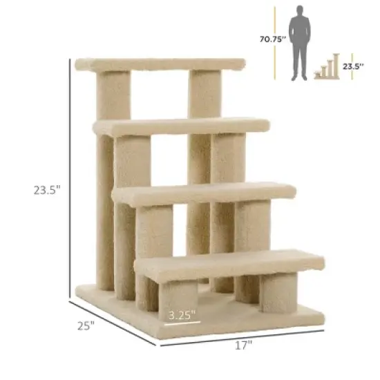 Multipet 4-Step Multi-Level Carpeted Cat Scratching Post Pet Stairs image {4}