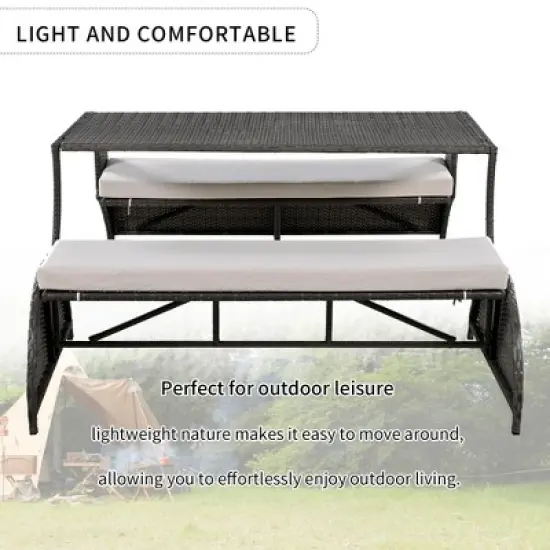 Versatile outdoor loveseat that converts to four seats and a table, suitable for gardens and lawns image {3}