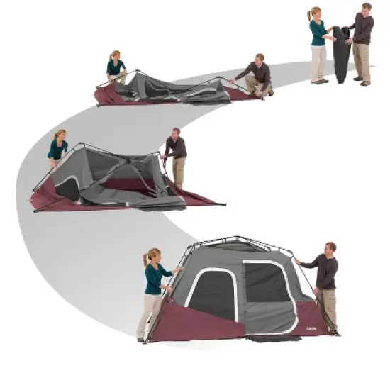 Core Equipment 11'x9' 6 Person Durable Quick Setup Camping Tent with Air Vents, Loft, Rainfly, Room Divider and Carry Bag - Red image {3}