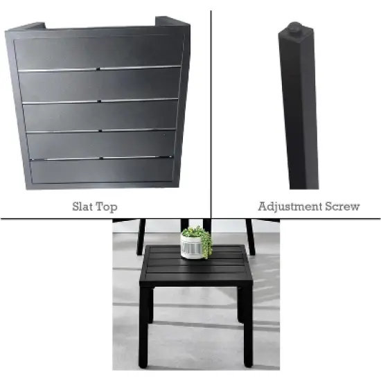 3-Piece Bistro Set, Outdoor Bistro Set, Stackable Metal Square Table and Chairs, Small Conversation Set Patio Furniture for Backyard, Deck image {5}