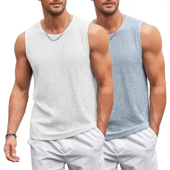 COOFANDY Men's Casual Tank Tops 1 PC&2PC Knit Sleeveless Lightweight Tee Muscle Basic T Shirts S-XXL image {1}