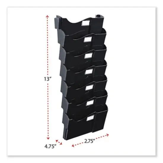 Universal Grande Central Filing System, 7 Sections, Legal/Letter Size, Wall Mount, 16" x 4.75" x 38.25", Black, 7/Pack image {2}