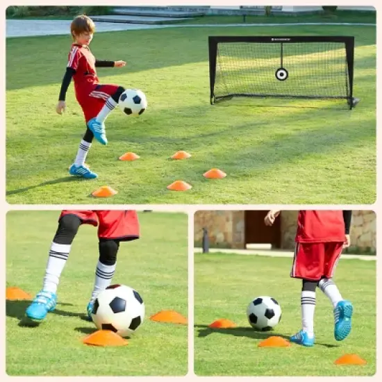 72"&times;35.8" Soccer Goal with Target, Portable Football Net for Backyard Training, Durable Frame & Net for Shooting Practice image {2}