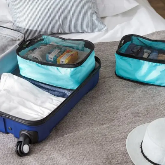 Design Imports 4 Pc Travel Organizer Cube Set Blue image {7}