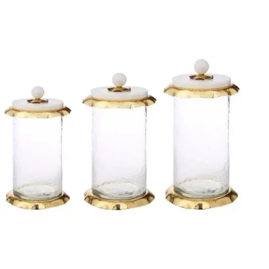 Classic Touch 9" Glass Canister with Marble Lid image {1}