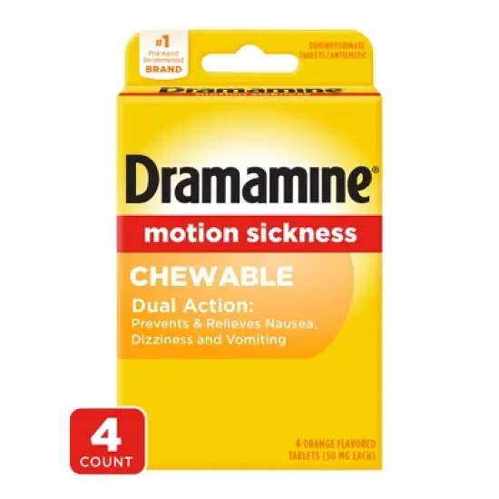 Dramamine Motion Sickness Relief Tablets for Nausea, Dizziness & Vomiting - Orange - 4ct image {7}