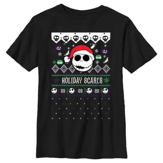 Boy's The Nightmare Before Christmas Holiday Scares Jack Face T-Shirt image {4}