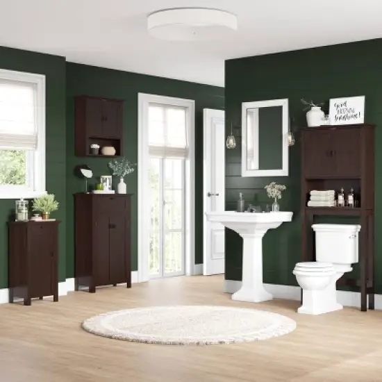Hayward Two-Door Bathroom Storage Floor Cabinet Dark Woodgrain - RiverRidge Home image {3}