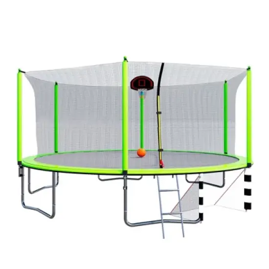 HFYee 12/14/16FT Dual-Color Trampoline Curved Safety Pole & Enclosure Net for Ages 8+ for Family Play image {3}