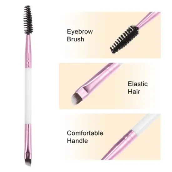 Unique Bargains Soft Double Heat Angled Eyebrow Brush Eyelash Extension Brush for Women Eye Makeup image {1}