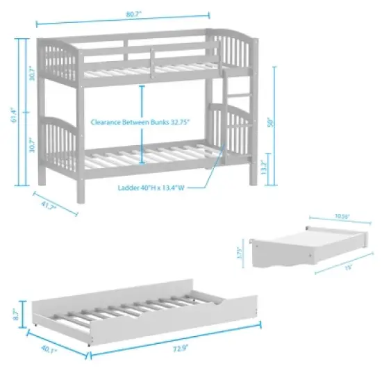 Glenwillow Home Arca Solid Wood Twin Over Twin Bunk Bed image {9}