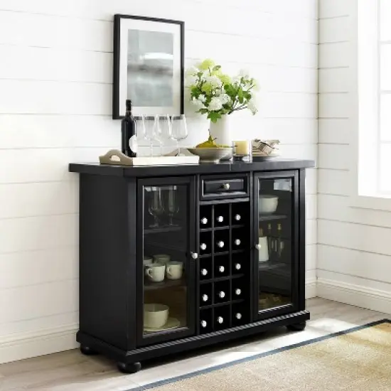 Alexandria Sliding Top Bar Cabinet Black - Crosley image {4}
