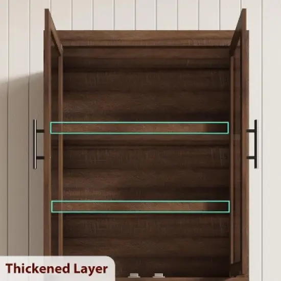 Tall Kitchen Pantry, Pantry Storage Cabinet with 2 Glass Doors & Adjustable Shelves, Farmhouse Freestanding Pantry Cupboard image {6}