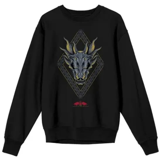 House of the Dragon Blue Dragon Head Men's Black Crewneck Sweatshirt image {7}
