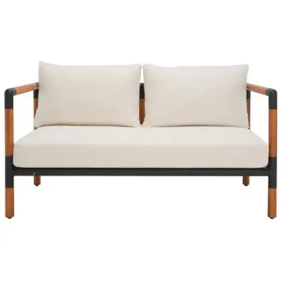 Tommy Eucalyptus and Iron 2 Seater Sofa - Indoor/Outdoor - CPT1030 - Black/White - Safavieh Couture image {12}