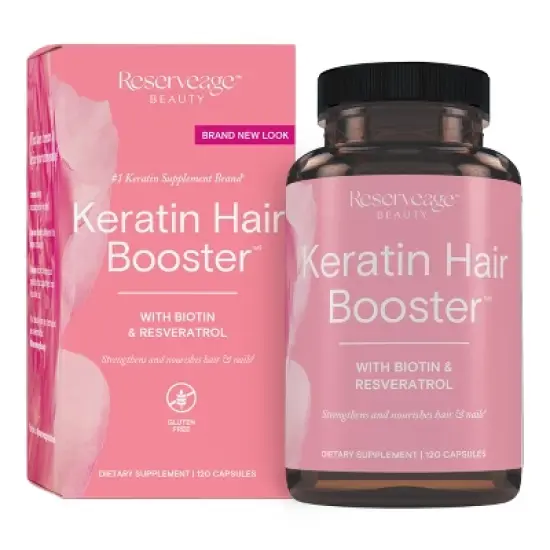 Reserveage Beauty, Keratin Hair Booster with Biotin & Resveratrol, Hair and Nail Growth Supplement for Men and Women image {8}