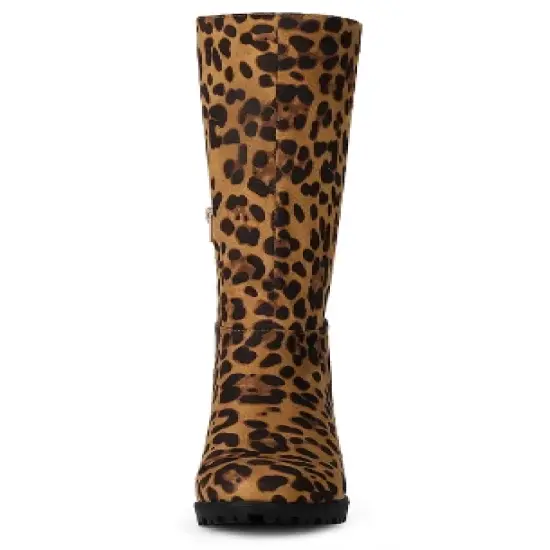 Allegra K Women's Mid Calf Block Heel Boots image {2}