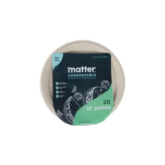 Matter Compostable Fiber Disposable Plates 10" - Natural - 20ct image {4}