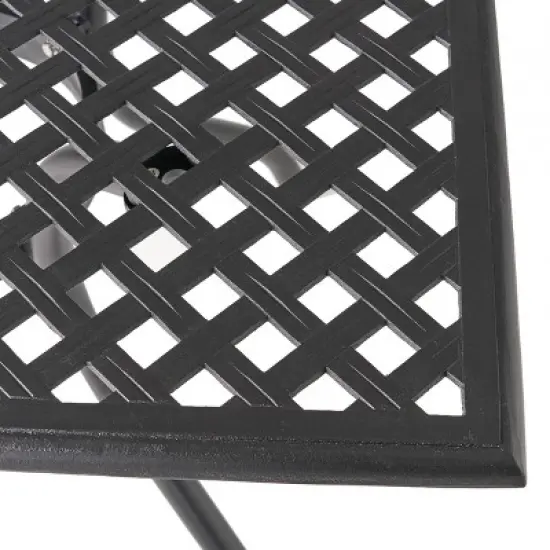Gulches Patio Dining Tables - Black Sand Square Outdoor Table with Mesh Design image {6}