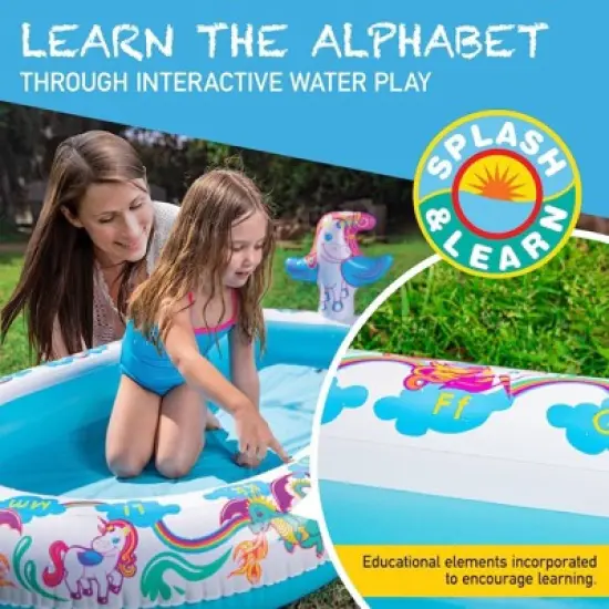 Inflatable Sprinkler Pool, Outdoor Play for Kids, Water Wading Pool with Unicorn & Dragon Print, Fun Educational Toy for Learning & Playing image {4}