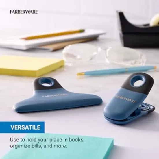 Farberware Pro 4-Piece Bag Clip Set (Blue & Green) - Durable Magnetic Clips for Kitchen Essentials, Pantry Accessories image {4}